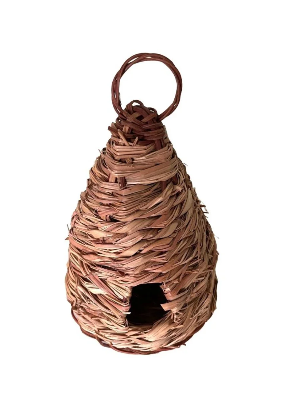 Bird House Feeder Basket Tiki Hut Teardrop Shape Woven Hanging 8